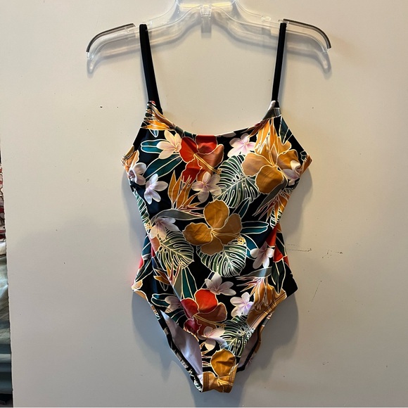 HURLEY BLACK MULTI ONE PC REMOVABLE CUPS UPF 50 SWIMSUIT size small - Picture 1 of 7
